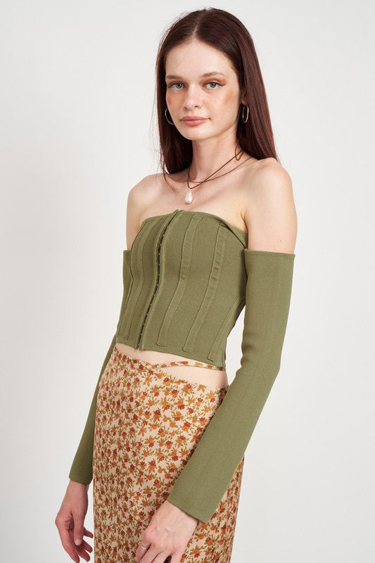 
                  
                    LONG SLEEVE OFF SHOULDER TOP
                  
                