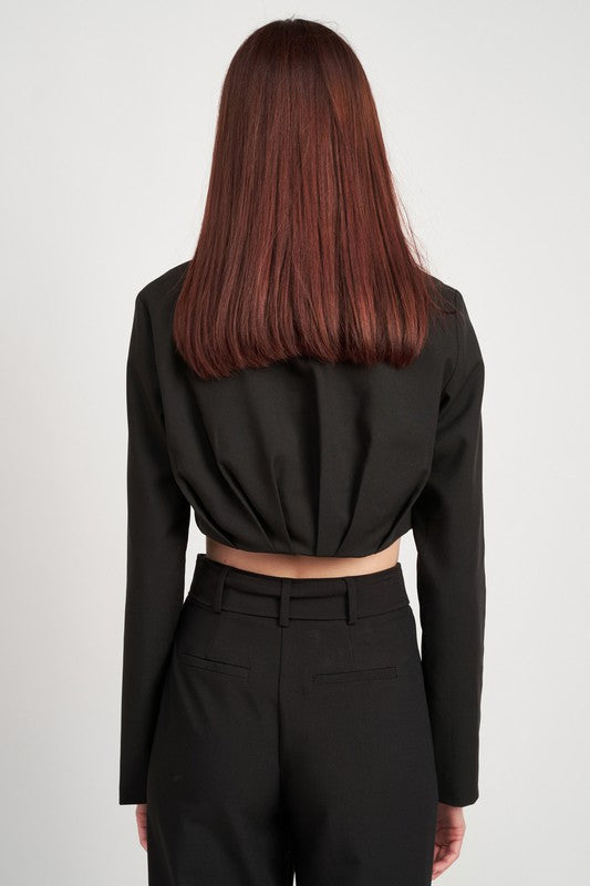 
                  
                    CROPPED JACKET WITH SHIRRED DETAIL
                  
                