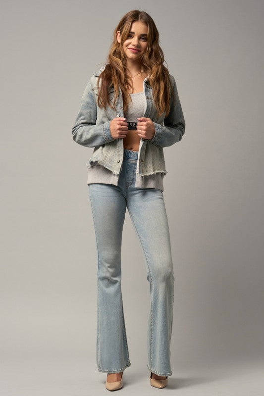 WIDE ELASTIC FLARE JEANS
