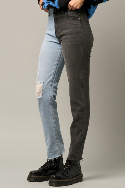 Tow Tone Girlfriend Jeans