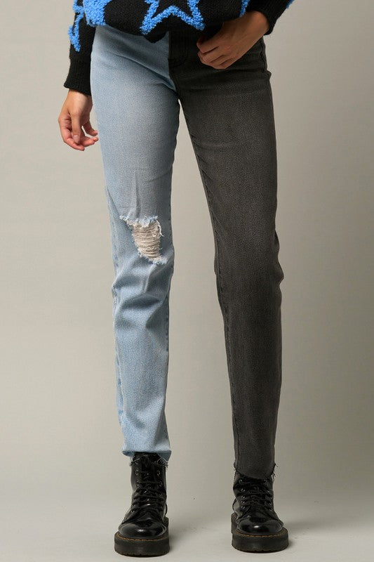 Tow Tone Girlfriend Jeans