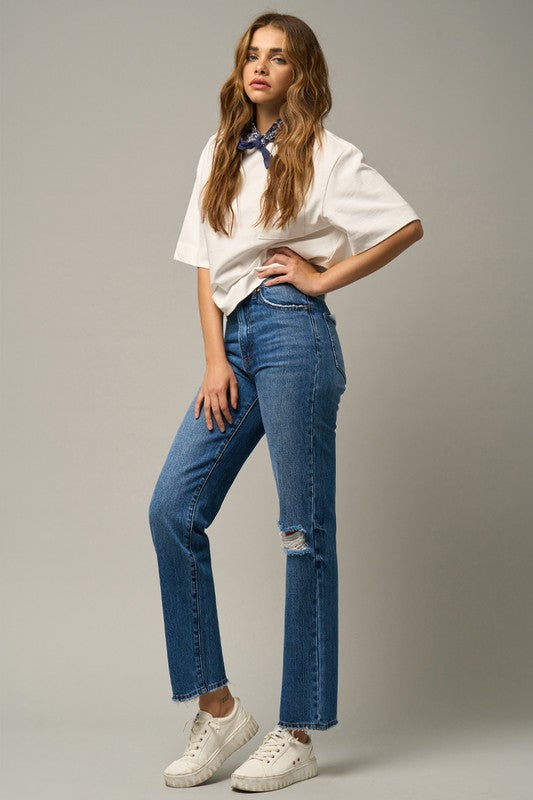 
                  
                    HIGH RISE STRAIGHT JEANS
                  
                