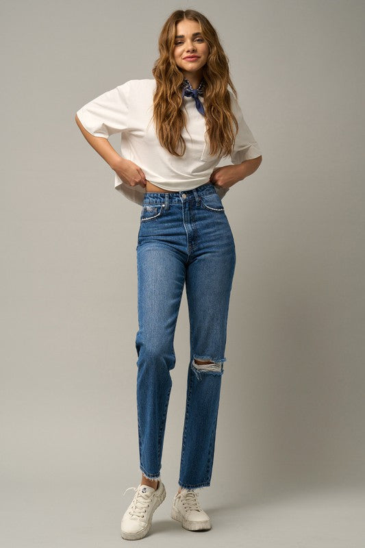 
                  
                    HIGH RISE STRAIGHT JEANS
                  
                