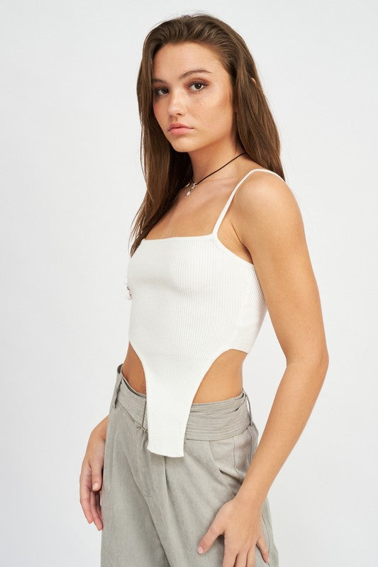 
                  
                    SPAGHETTI STRAP ASYMMETRICAL TANK
                  
                