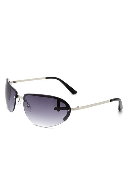 Retro Rimless Oval Tinted Round Sunglasses