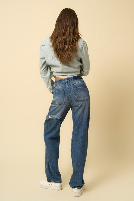 
                  
                    HIGH RISE STRAIGHT JEANS
                  
                