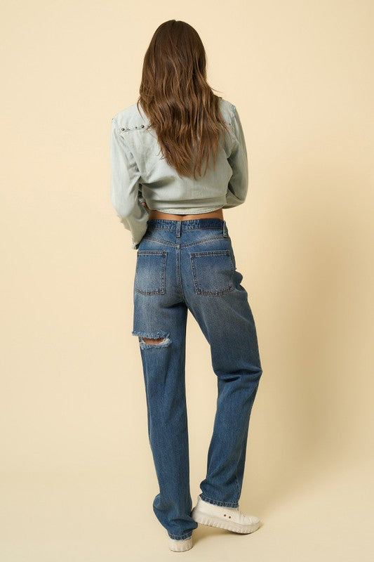 
                  
                    HIGH RISE STRAIGHT JEANS
                  
                