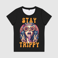  Stay Trippy Dark Womens Relaxed Fit Scoop Neck Tee