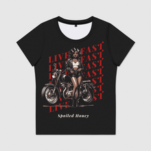  Live Fast Womens Relaxed Fit Scoop Neck Tee