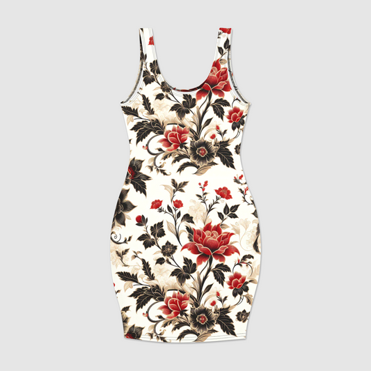 Chinese Flowers Bodycon Dress