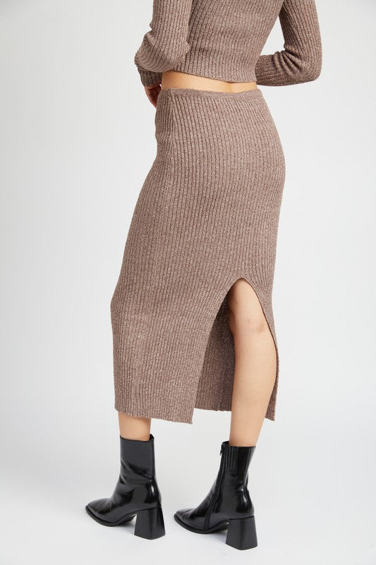 Ribbed Knit Maxi Skirt