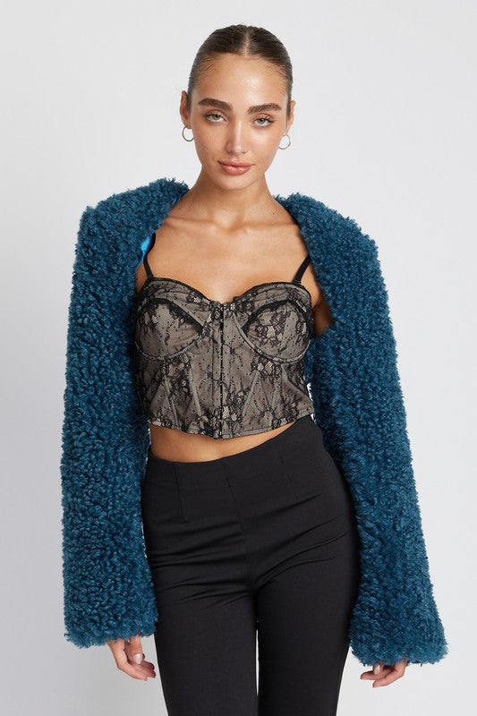 
                  
                    FAUX FUR BOLERO
                  
                