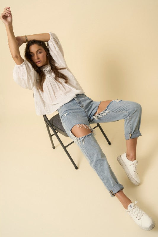 
                  
                    High Rise Straight Jeans
                  
                