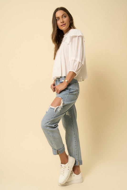 
                  
                    High Rise Straight Jeans
                  
                