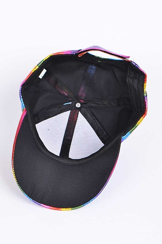 Rainbow Color PU Leather Cap