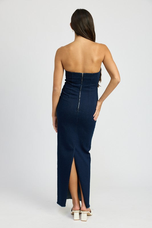 
                  
                    BODYCON TUBE DENIM DRESS
                  
                