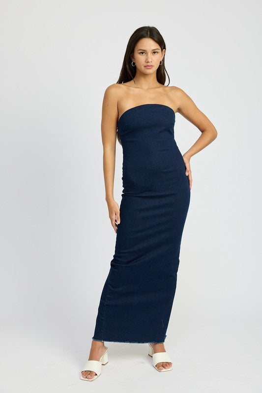 
                  
                    BODYCON TUBE DENIM DRESS
                  
                