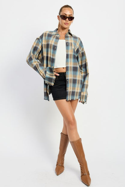 ACID WASH FLANNEL SHIRT