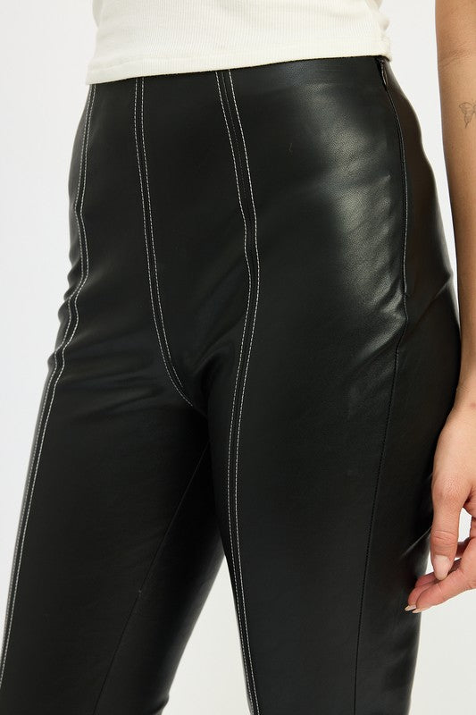 
                  
                    HIGH WAIST LEATHER PANTS WITH CONTRASTED STITCH
                  
                