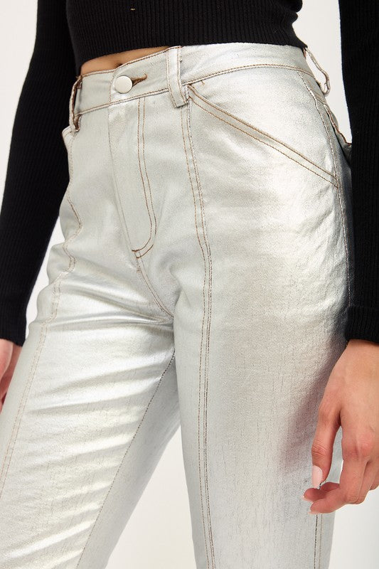 
                  
                    METALLIC FLARED PANTS
                  
                