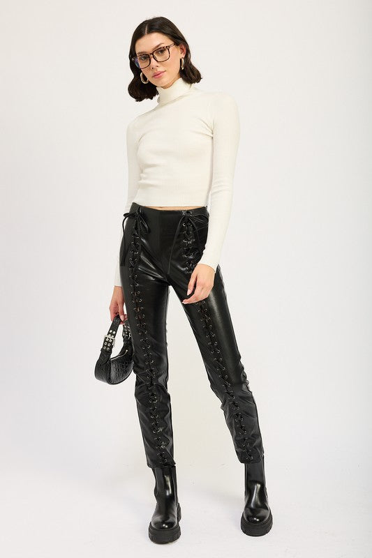 
                  
                    LACE UP LEATHER TROUSERS
                  
                