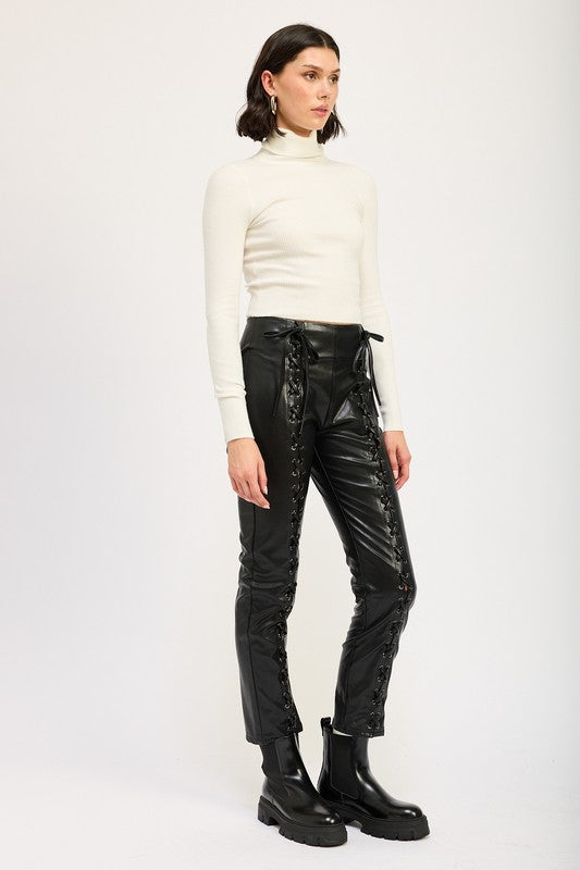 
                  
                    LACE UP LEATHER TROUSERS
                  
                