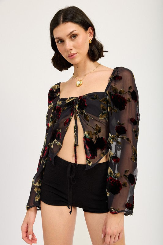 
                  
                    FLORAL FLYAWAY SLEEVE TOP
                  
                