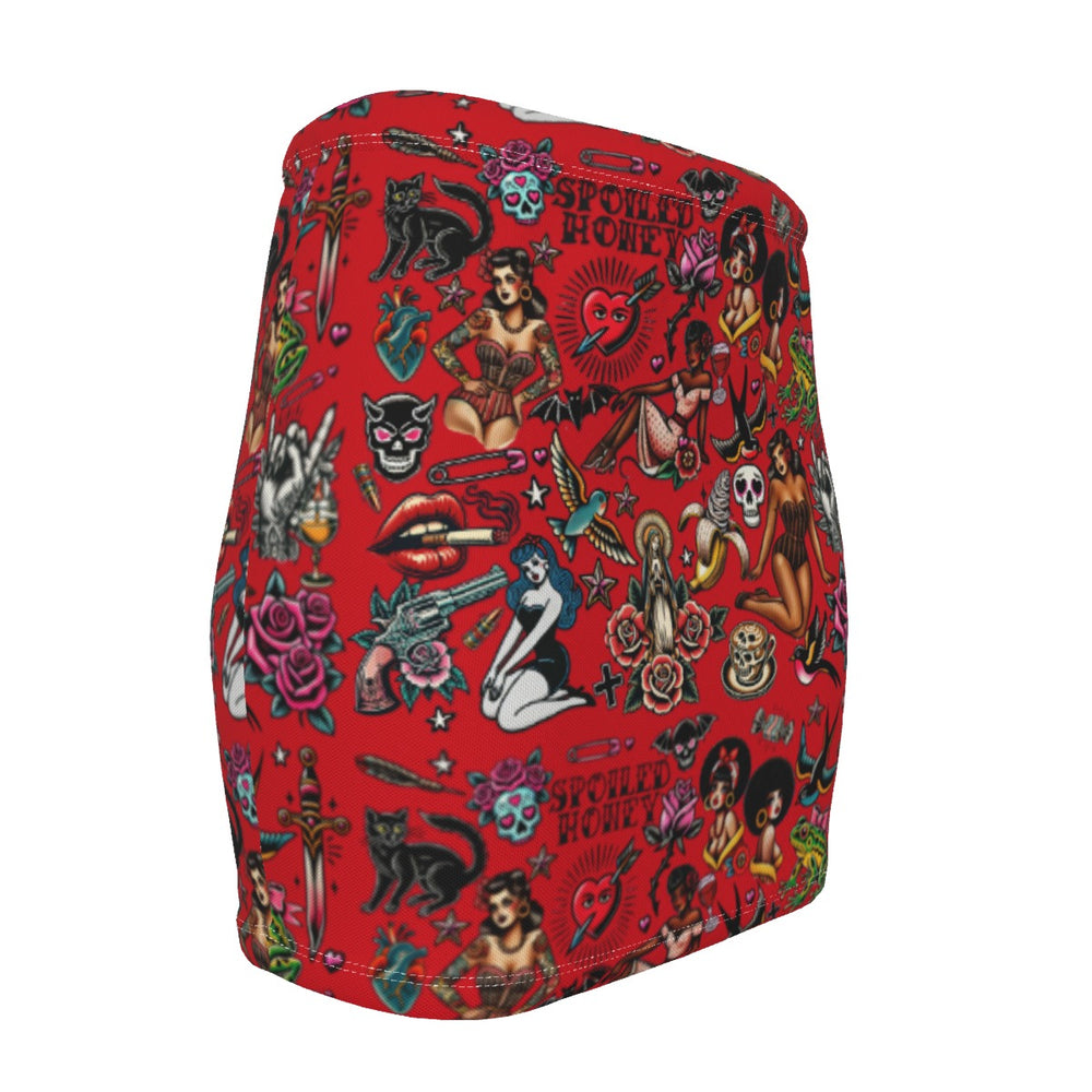 
                  
                    Flash Sheet Red High Waisted Mini Skirt
                  
                