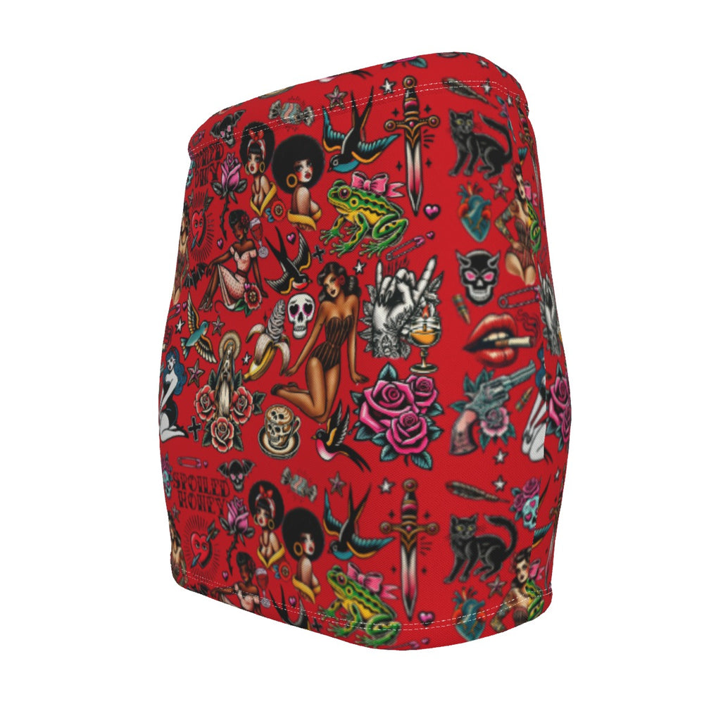 
                  
                    Flash Sheet Red High Waisted Mini Skirt
                  
                