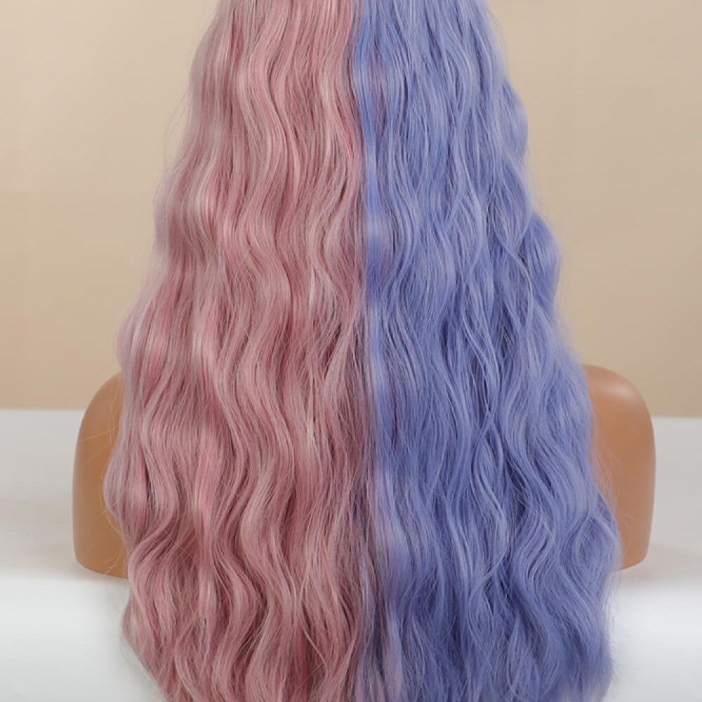 13*1" Full-Machine Wigs Synthetic Long Wave 26" in Blue/Pink Split Dye