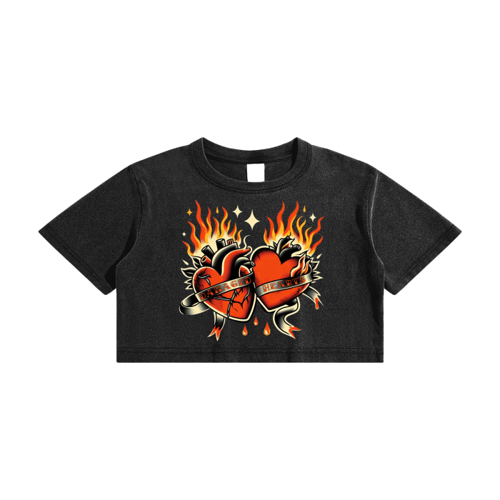 Damaged Hearts Crop Top T-Shirt