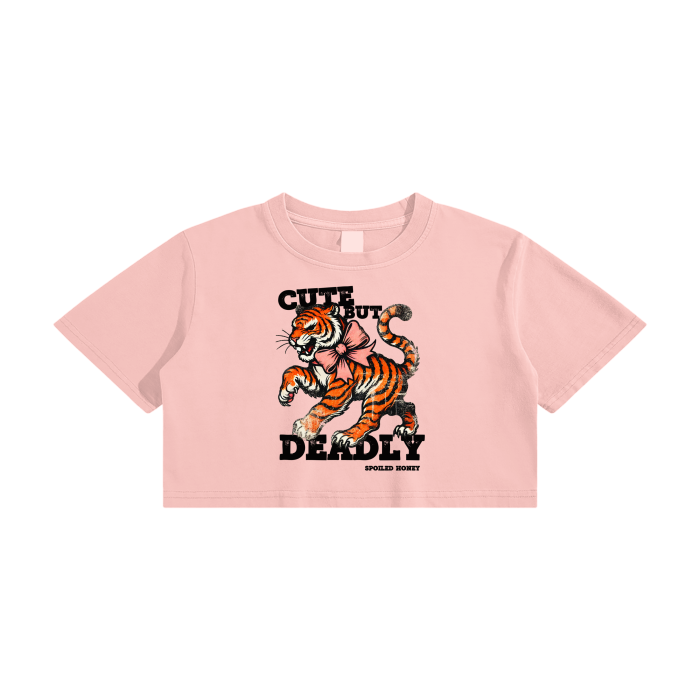 Cute But Deadly Washed Effect Crop Top