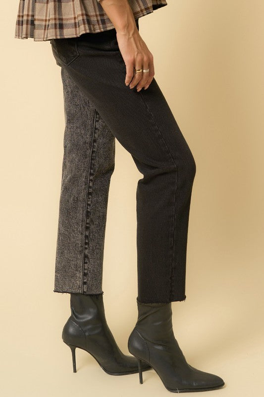 
                  
                    Raw Hem Black Contrast Wash Mom Jeans
                  
                