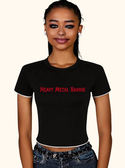 Heavy Metal Baddie Micro Rib Baby Tee