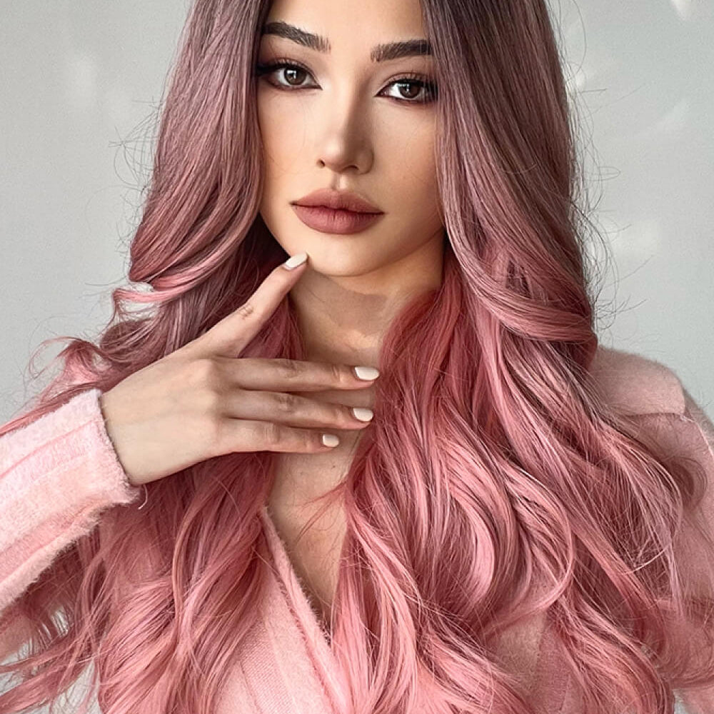 Fashion Wave Synthetic Long Wigs in Pink 26''